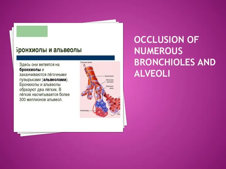 OCCLUSION OF NUMEROUS BRONCHIOLES AND ALVEOLI