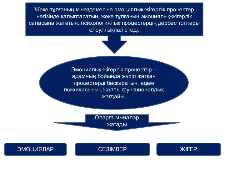 Жеке тұлғаның мінездемесіне эмоциялық-жігерлік процестер негізінде қалыптасатын, жеке тұлғаның эмоциялық-жігерлік саласына жататын,