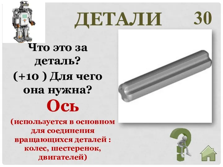 30 Что это за деталь? (+10 ) Для чего она нужна? ДЕТАЛИ