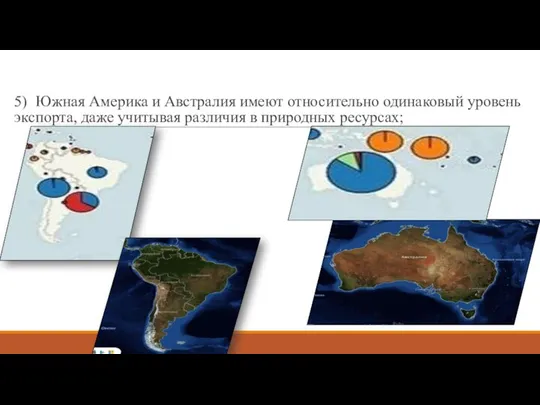 5) Южная Америка и Австралия имеют относительно одинаковый уровень экспорта, даже учитывая различия в природных ресурсах;