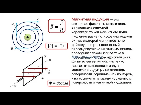 Магнитная индукция — это векторная физическая величина, являющаяся сило-вой характеристикой магнитного поля,