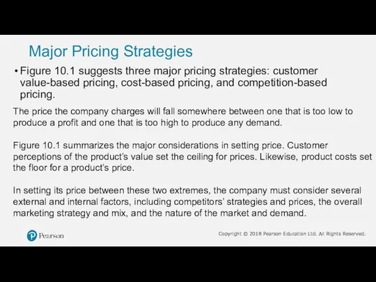 Figure 10.1 suggests three major pricing strategies: customer value-based pricing, cost-based pricing,