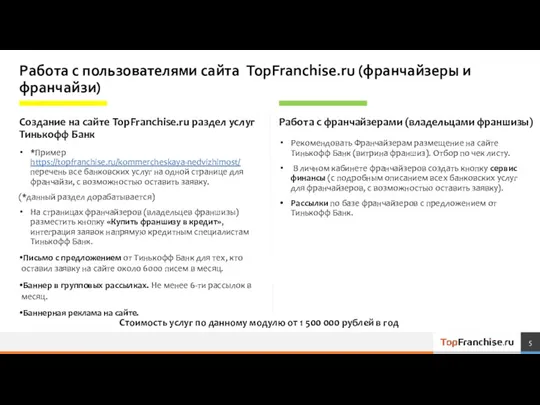 Работа с пользователями сайта TopFranchise.ru (франчайзеры и франчайзи) Создание на сайте TopFranchise.ru