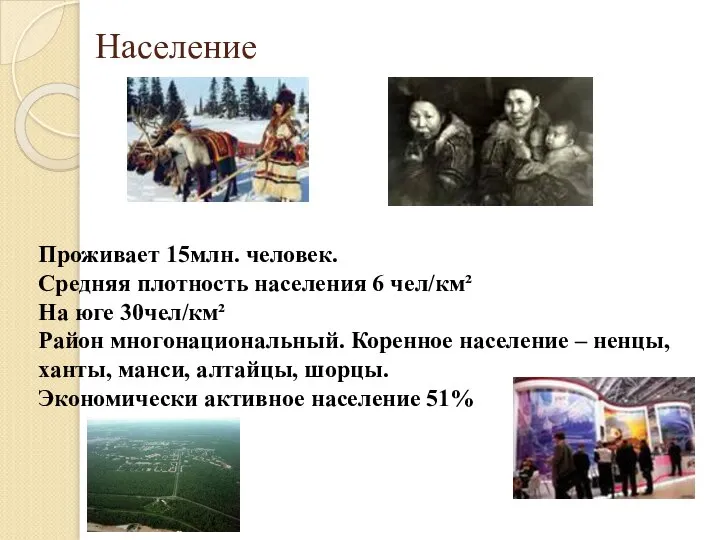 Население Проживает 15млн. человек. Средняя плотность населения 6 чел/км² На юге 30чел/км²