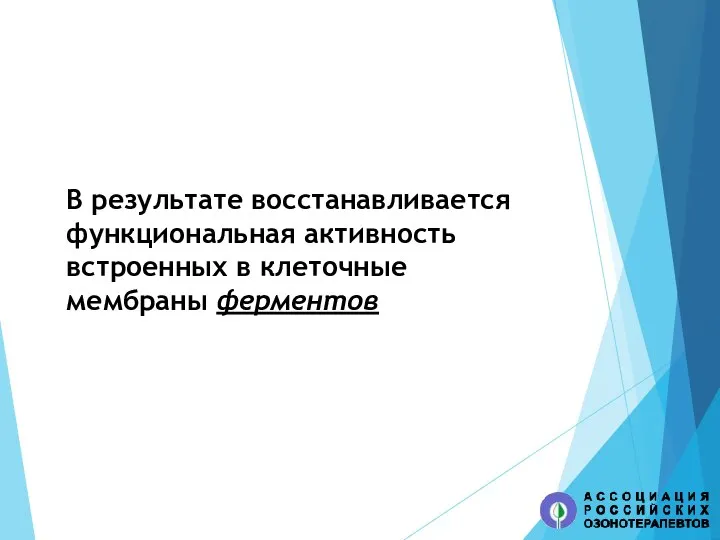 В результате восстанавливается функциональная активность встроенных в клеточные мембраны ферментов