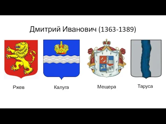 Дмитрий Иванович (1363-1389) Ржев Калуга Мещера Таруса