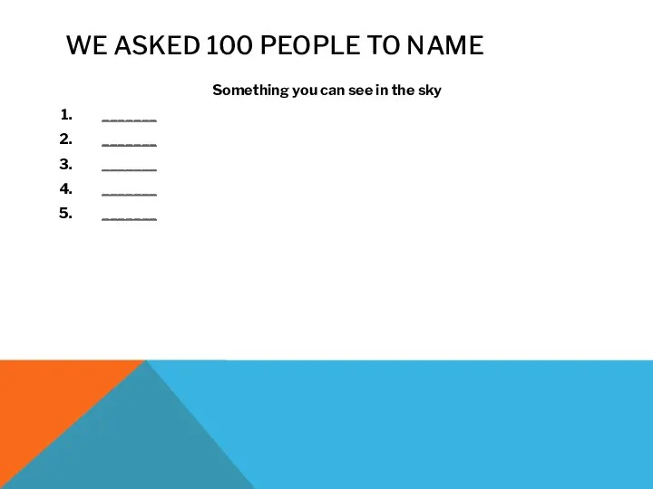WE ASKED 100 PEOPLE TO NAME Something you can see in the