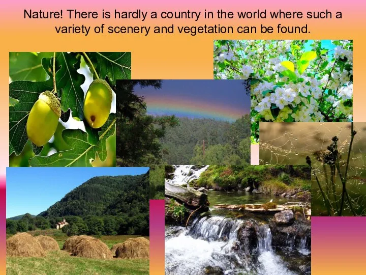 Nature! There is hardly a country in the world where such a