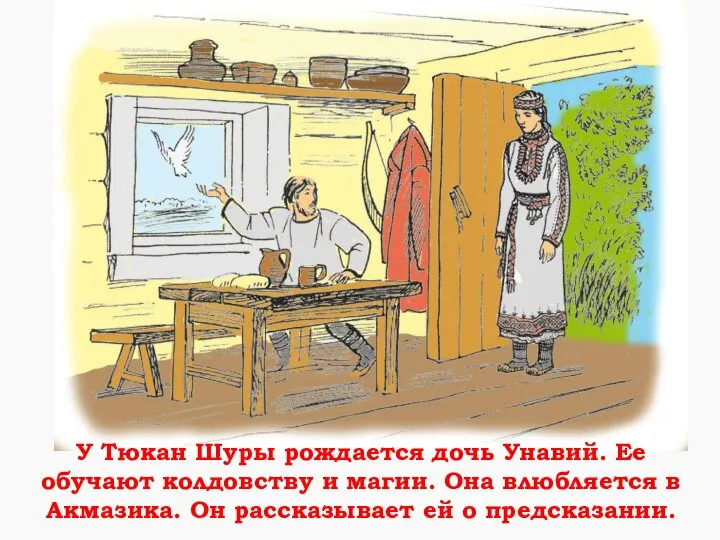 У Тюкан Шуры рождается дочь Унавий. Ее обучают колдовству и магии. Она