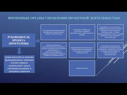 ВРЕМЕННЫЕ ОРГАНЫ УПРАВЛЕНИЯ ПРОЕКТНОЙ ДЕЯТЕЛЬНОСТЬЮ может выступать в качестве функционального заказчика и