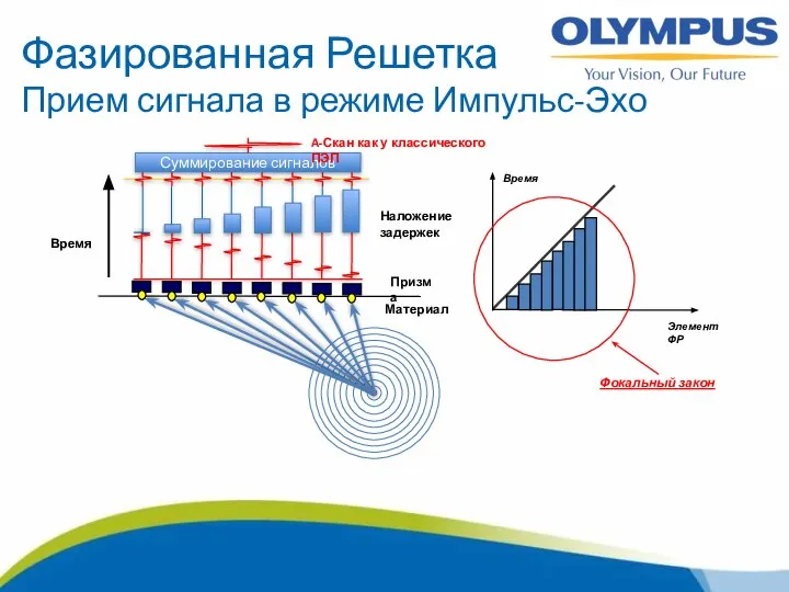 Фазированная Решетка Прием сигнала в режиме Импульс-Эхо Элемент ФР Время Призма Материал