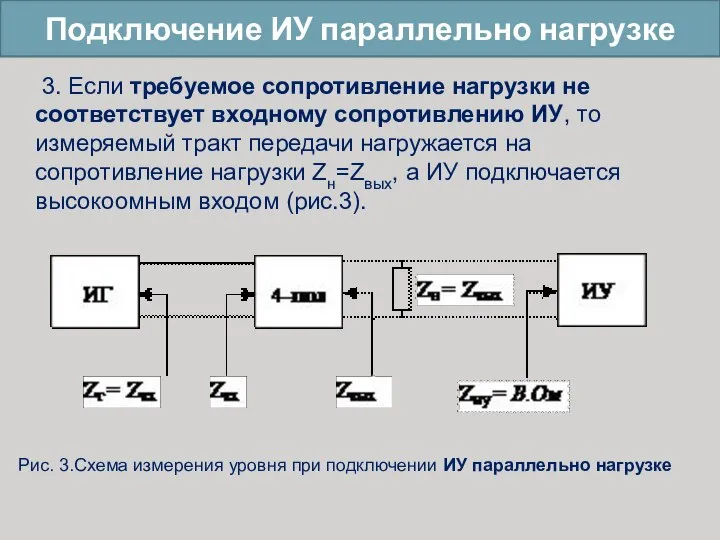 Подключение ИУ параллельно нагрузке 3. Если требуемое сопротивление нагрузки не соответствует входному