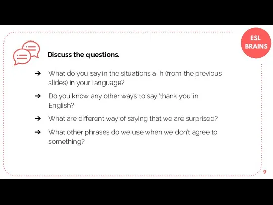 Discuss the questions. What do you say in the situations a–h (from