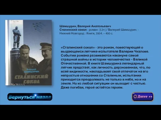 Шамшурин, Валерий Анатольевич Сталинский сокол : роман: [12+] / Валерий Шамшурин. -