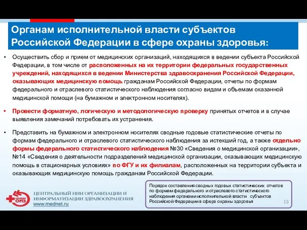 Органам исполнительной власти субъектов Российской Федерации в сфере охраны здоровья: Осуществить сбор