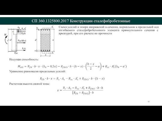 СП 360.1325800.2017 Конструкции сталефибробетонные Схема усилий и эпюра напряжений в сечении, нормальном