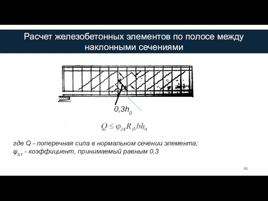 где Q - поперечная сила в нормальном сечении элемента; φb1 - коэффициент,