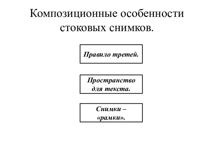 Композиционные особенности стоковых снимков. Правило третей. Пространство для текста. Снимки – «рамки».