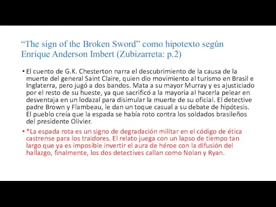 “The sign of the Broken Sword” como hipotexto según Enrique Anderson Imbert
