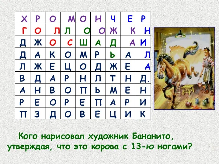 Кого нарисовал художник Бананито, утверждая, что это корова с 13-ю ногами?