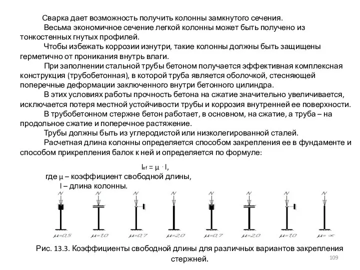 Сварка дает возможность получить колонны замкнутого сечения. Весьма экономичное сечение легкой колонны