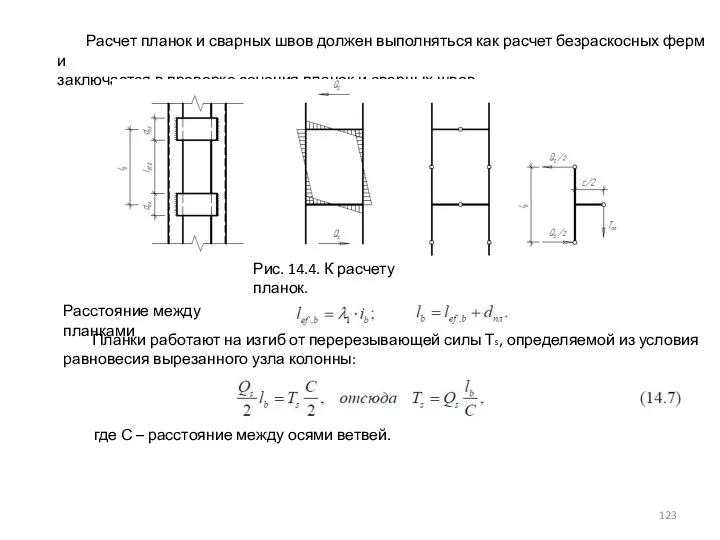 Расчет планок и сварных швов должен выполняться как расчет безраскосных ферм и