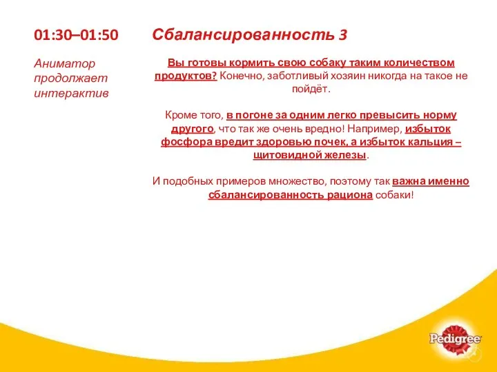 01:30–01:50 Вы готовы кормить свою собаку таким количеством продуктов? Конечно, заботливый хозяин