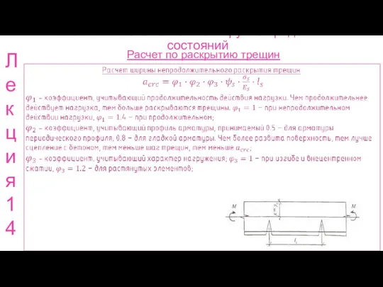 Расчет ж.б. элементов по 2 группе предельных состояний Расчет по раскрытию трещин Лекция 14