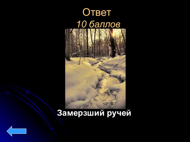 Ответ 10 баллов Замерзший ручей