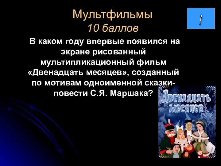 Мультфильмы 10 баллов В каком году впервые появился на экране рисованный мультипликационный