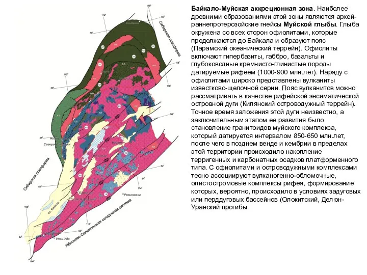 Байкало-Муйская аккреционная зона. Наиболее древними образованиями этой зоны являются архей-раннепротерозойские гнейсы Муйской