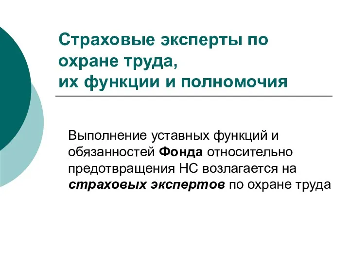 Страховые эксперты по охране труда, их функции и полномочия Выполнение уставных функций