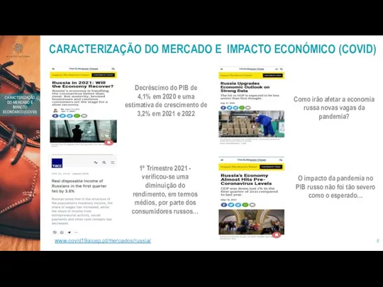 Decréscimo do PIB de 4,1% em 2020 e uma estimativa de crescimento