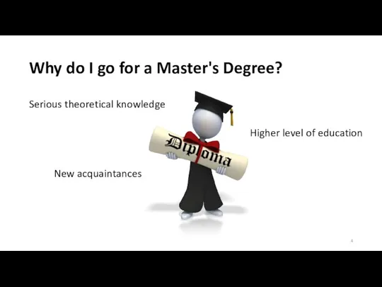 Why do I go for a Master's Degree? Serious theoretical knowledge Higher