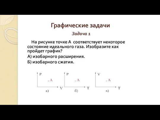 Графические задачи Задача 1 На рисунке точке А соответствует некоторое состояние идеального