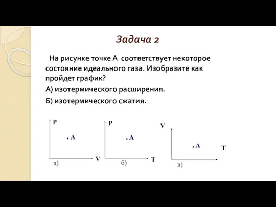 Задача 2 На рисунке точке А соответствует некоторое состояние идеального газа. Изобразите