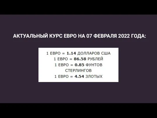 АКТУАЛЬНЫЙ КУРС ЕВРО НА 07 ФЕВРАЛЯ 2022 ГОДА: