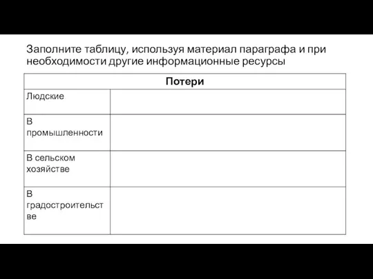 Заполните таблицу, используя материал параграфа и при необходимости другие информационные ресурсы