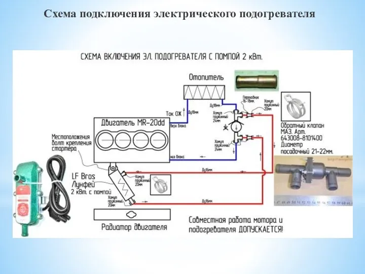 Схема подключения электрического подогревателя