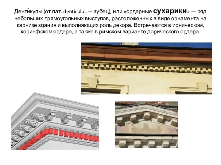 Денти́кулы (от лат. denticulus — зубец), или «ордерные сухарики» — ряд небольших