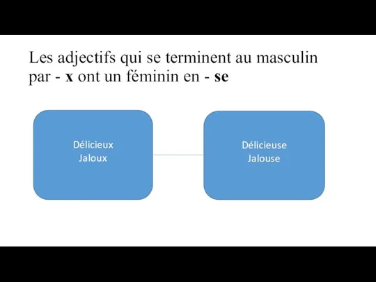 Les adjectifs qui se terminent au masculin par - x ont un