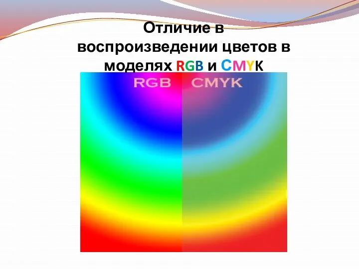 Отличие в воспроизведении цветов в моделях RGB и СMYK