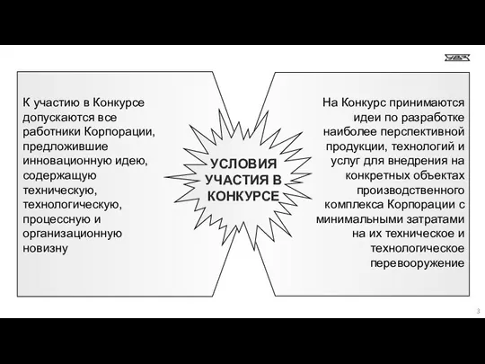 К участию в Конкурсе допускаются все работники Корпорации, предложившие инновационную идею, содержащую