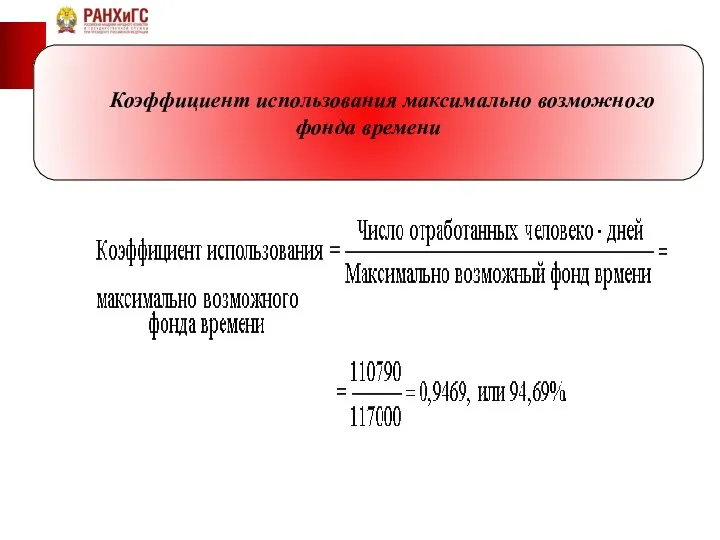 Коэффициент использования максимально возможного фонда времени