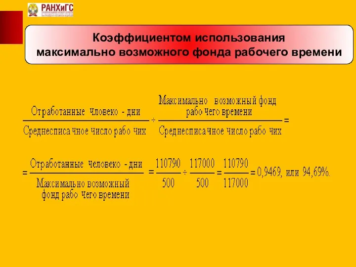 Коэффициентом использования максимально возможного фонда рабочего времени