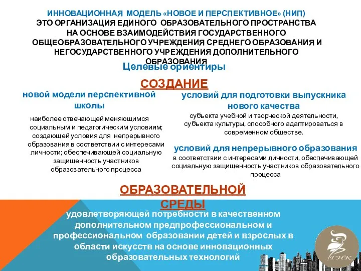 ИННОВАЦИОННАЯ МОДЕЛЬ «НОВОЕ И ПЕРСПЕКТИВНОЕ» (НИП) ЭТО ОРГАНИЗАЦИЯ ЕДИНОГО ОБРАЗОВАТЕЛЬНОГО ПРОСТРАНСТВА НА