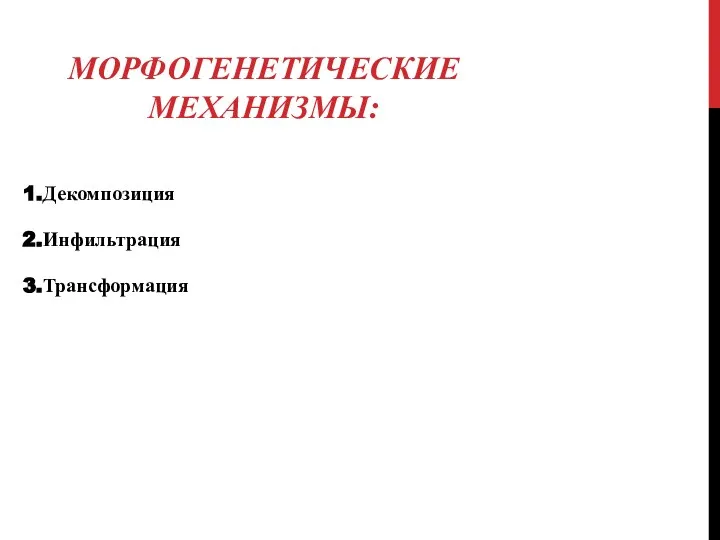 МОРФОГЕНЕТИЧЕСКИЕ МЕХАНИЗМЫ: Декомпозиция Инфильтрация Трансформация