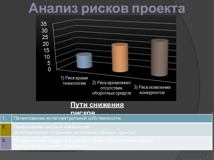 Пути снижения рисков Анализ рисков проекта