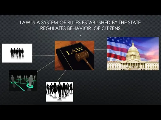 LAW IS A SYSTEM OF RULES ESTABLISHED BY THE STATE REGULATES BEHAVIOR OF CITIZENS .