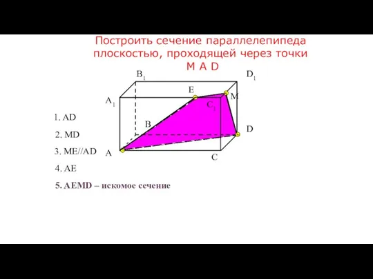 A1 А В В1 С С1 D D1 Построить сечение параллелепипеда плоскостью,